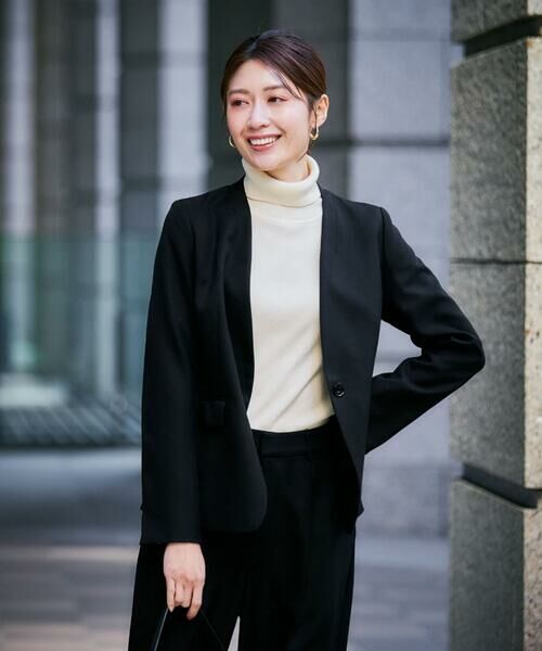 a.v.v / アー・ヴェ・ヴェ ノーカラージャケット | 【洗える/イージーケア/ストレッチ】パウダーツイルVネックジャケット | 詳細26