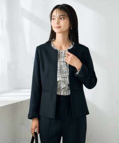 a.v.v / アー・ヴェ・ヴェ ノーカラージャケット | 【洗える/イージーケア/ストレッチ】パウダーツイルキーネックジャケット