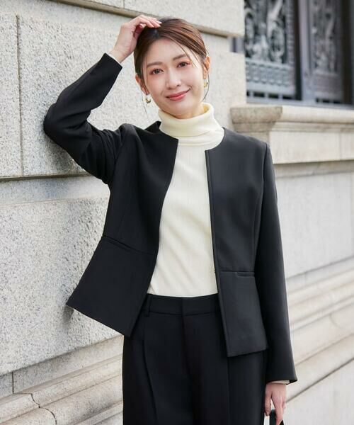 a.v.v / アー・ヴェ・ヴェ ノーカラージャケット | 【洗える/イージーケア/ストレッチ】パウダーツイルキーネックジャケット | 詳細14