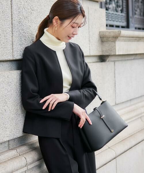 a.v.v / アー・ヴェ・ヴェ ノーカラージャケット | 【洗える/イージーケア/ストレッチ】パウダーツイルキーネックジャケット | 詳細15