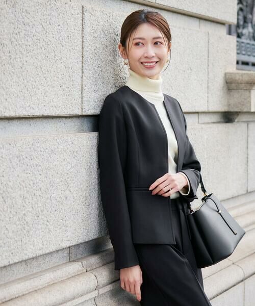 a.v.v / アー・ヴェ・ヴェ ノーカラージャケット | 【洗える/イージーケア/ストレッチ】パウダーツイルキーネックジャケット | 詳細16