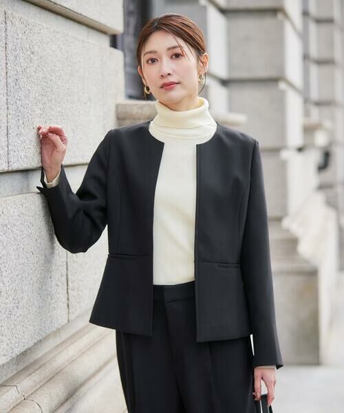 a.v.v / アー・ヴェ・ヴェ ノーカラージャケット | 【洗える/イージーケア/ストレッチ】パウダーツイルキーネックジャケット | 詳細17