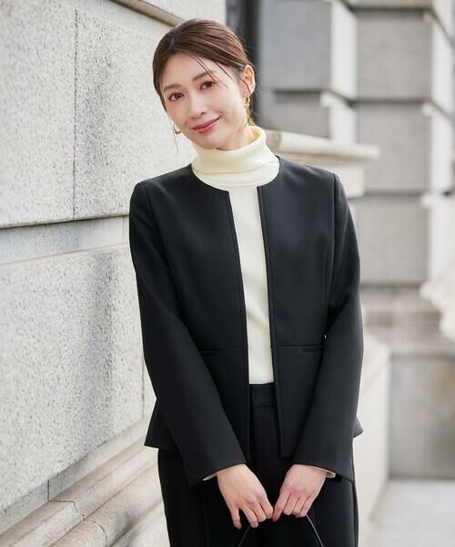 a.v.v / アー・ヴェ・ヴェ ノーカラージャケット | 【洗える/イージーケア/ストレッチ】パウダーツイルキーネックジャケット | 詳細18