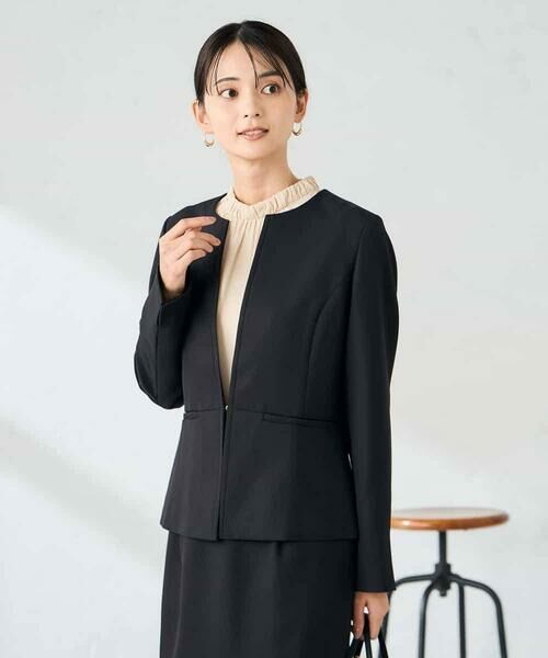 a.v.v / アー・ヴェ・ヴェ ノーカラージャケット | 【洗える/イージーケア/ストレッチ】パウダーツイルキーネックジャケット | 詳細23