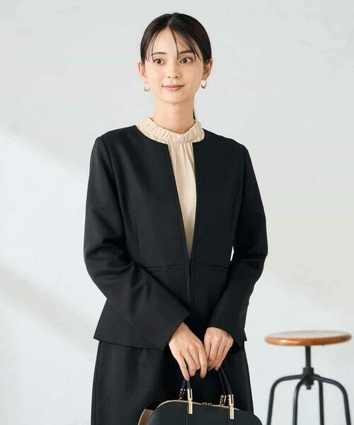 a.v.v / アー・ヴェ・ヴェ ノーカラージャケット | 【洗える/イージーケア/ストレッチ】パウダーツイルキーネックジャケット | 詳細24