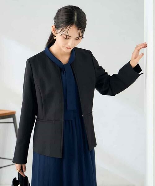 a.v.v / アー・ヴェ・ヴェ ノーカラージャケット | 【洗える/イージーケア/ストレッチ】パウダーツイルキーネックジャケット | 詳細26