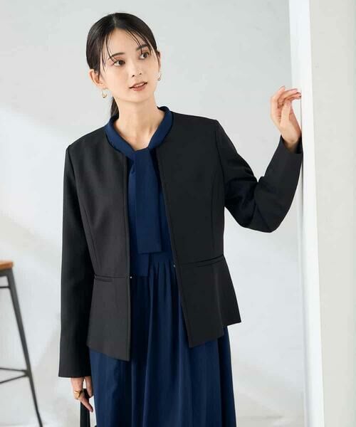 a.v.v / アー・ヴェ・ヴェ ノーカラージャケット | 【洗える/イージーケア/ストレッチ】パウダーツイルキーネックジャケット | 詳細27