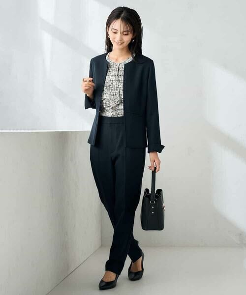 a.v.v / アー・ヴェ・ヴェ ノーカラージャケット | 【洗える/イージーケア/ストレッチ】パウダーツイルキーネックジャケット | 詳細4