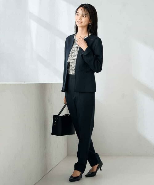 a.v.v / アー・ヴェ・ヴェ ノーカラージャケット | 【洗える/イージーケア/ストレッチ】パウダーツイルキーネックジャケット | 詳細5