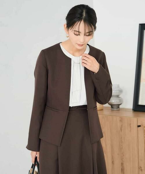 a.v.v / アー・ヴェ・ヴェ ノーカラージャケット | 【洗える/イージーケア/ストレッチ】パウダーツイルキーネックジャケット | 詳細7