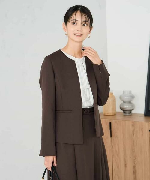 a.v.v / アー・ヴェ・ヴェ ノーカラージャケット | 【洗える/イージーケア/ストレッチ】パウダーツイルキーネックジャケット | 詳細9