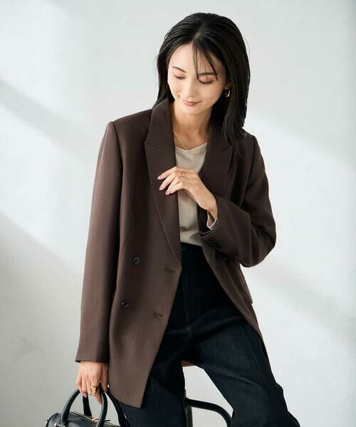 a.v.v / アー・ヴェ・ヴェ テーラードジャケット | 【洗える/イージーケア/ストレッチ】パウダーツイルダブルブレストジャケット | 詳細6