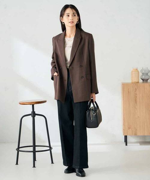 a.v.v / アー・ヴェ・ヴェ テーラードジャケット | 【洗える/イージーケア/ストレッチ】パウダーツイルダブルブレストジャケット | 詳細8
