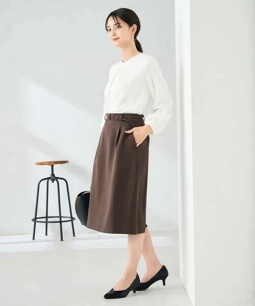a.v.v / アー・ヴェ・ヴェ ミニ・ひざ丈スカート | 【洗える/イージーケア/ストレッチ】パウダーツイルタイトスカート | 詳細12