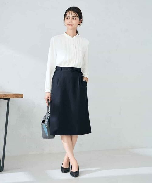 a.v.v / アー・ヴェ・ヴェ ミニ・ひざ丈スカート | 【洗える/イージーケア/ストレッチ】パウダーツイルタイトスカート | 詳細3