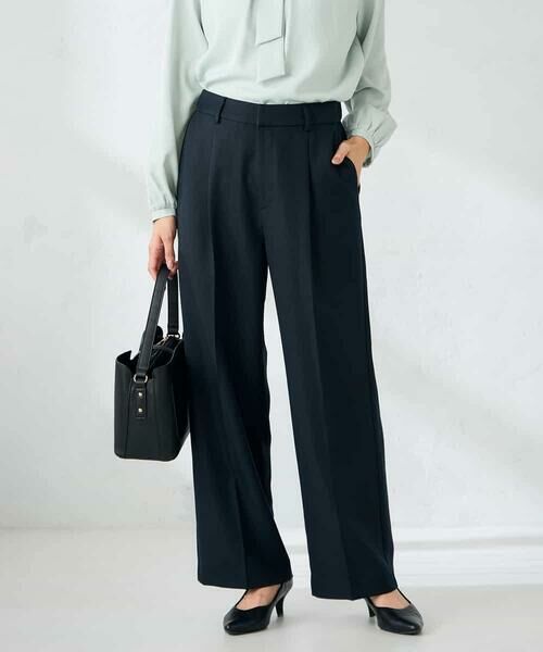 a.v.v / アー・ヴェ・ヴェ その他パンツ | 【洗える/イージーケア/ストレッチ】パウダーツイルワイドストレートパンツ | 詳細1