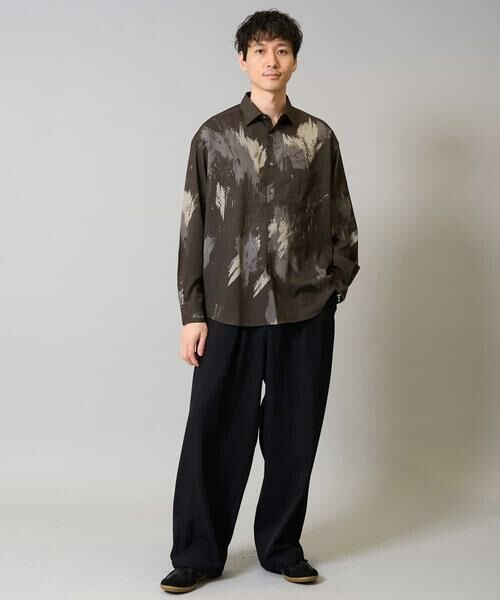 a.v.v / アー・ヴェ・ヴェ シャツ・ブラウス | 【イージーケア/シワになりにくい】ペインター柄ワイドシルエットシャツ【洗濯機で洗える/ストレッチ】 | 詳細1