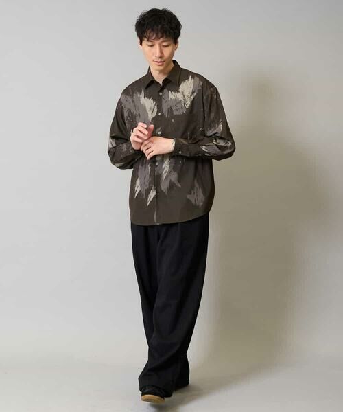 a.v.v / アー・ヴェ・ヴェ シャツ・ブラウス | 【イージーケア/シワになりにくい】ペインター柄ワイドシルエットシャツ【洗濯機で洗える/ストレッチ】 | 詳細2