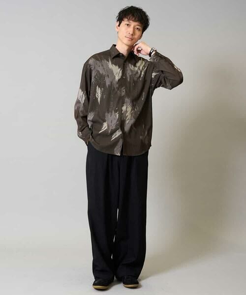 a.v.v / アー・ヴェ・ヴェ シャツ・ブラウス | 【イージーケア/シワになりにくい】ペインター柄ワイドシルエットシャツ【洗濯機で洗える/ストレッチ】 | 詳細3