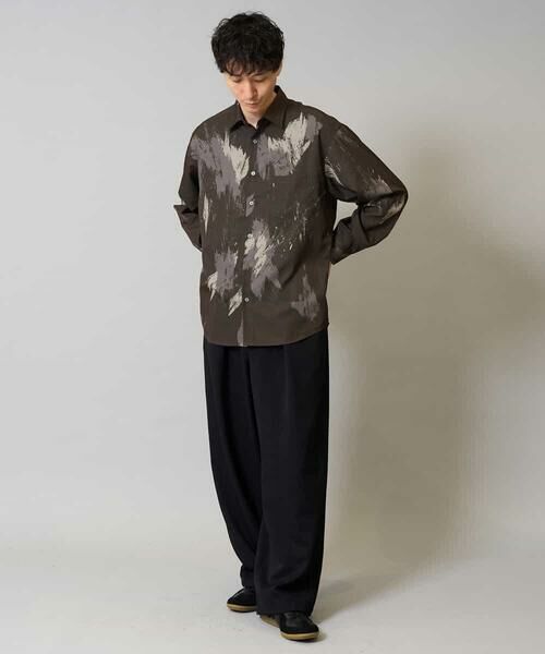 a.v.v / アー・ヴェ・ヴェ シャツ・ブラウス | 【イージーケア/シワになりにくい】ペインター柄ワイドシルエットシャツ【洗濯機で洗える/ストレッチ】 | 詳細5