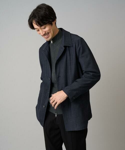 a.v.v/アー・ヴェ・ヴェ 【イージーケア】デニムライクステンカラーコート【洗濯機で洗える】 ネイビー M