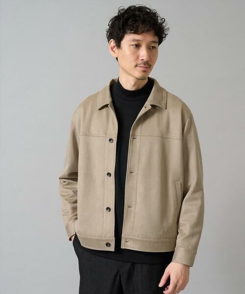 a.v.v/アー・ヴェ・ヴェ 【イージーケア/ストレッチ】カルゼスエードブルゾン【洗濯機で洗える】 ベージュ XL
