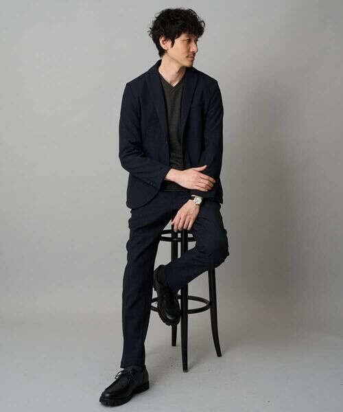 a.v.v / アー・ヴェ・ヴェ テーラードジャケット | 【イージーケア】デニムライクストレッチ裏起毛テーラードジャケット【洗濯機で洗える】〈ON/OFF SERIES〉 | 詳細1