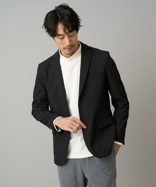 a.v.v/アー・ヴェ・ヴェ 【イージーケア】デニムライクストレッチ裏起毛テーラードジャケット【洗濯機で洗える】〈ON/OFF SERIES〉 ダークグレー XXL