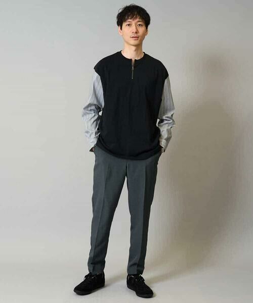 a.v.v / アー・ヴェ・ヴェ カットソー | 【洗濯機で洗える】ハーフジップバックシャン切替長袖カットソー　ロンT | 詳細1