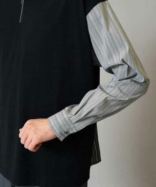 a.v.v / アー・ヴェ・ヴェ カットソー | 【洗濯機で洗える】ハーフジップバックシャン切替長袖カットソー　ロンT | 詳細11