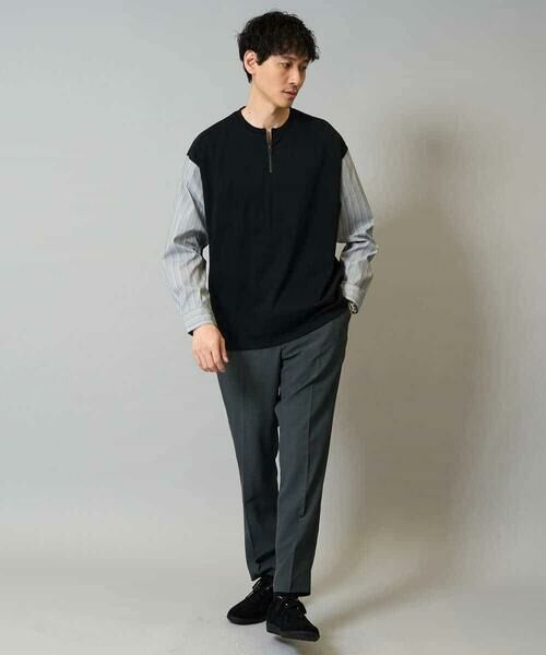 a.v.v / アー・ヴェ・ヴェ カットソー | 【洗濯機で洗える】ハーフジップバックシャン切替長袖カットソー　ロンT | 詳細2