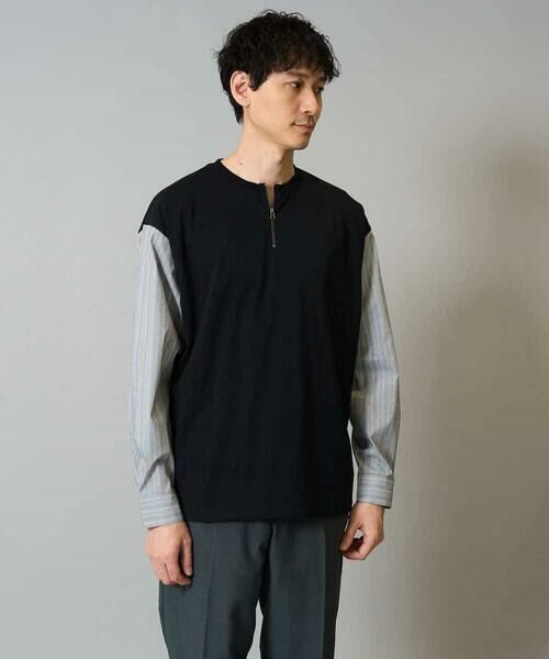 a.v.v / アー・ヴェ・ヴェ カットソー | 【洗濯機で洗える】ハーフジップバックシャン切替長袖カットソー　ロンT | 詳細6
