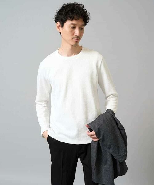 a.v.v / アー・ヴェ・ヴェ カットソー | 【イージーケア/洗濯機で洗える】幾何ジャカードクルーネックＴシャツ　〈ON/OFF SERIES〉 | 詳細29