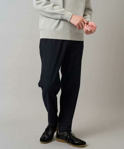 a.v.v / アー・ヴェ・ヴェ チノ・ワークパンツ | 【イージーケア】デニムライクストレッチ裏起毛テーパードパンツ【洗濯機で洗える】〈ON/OFF SERIES〉(ネイビー)