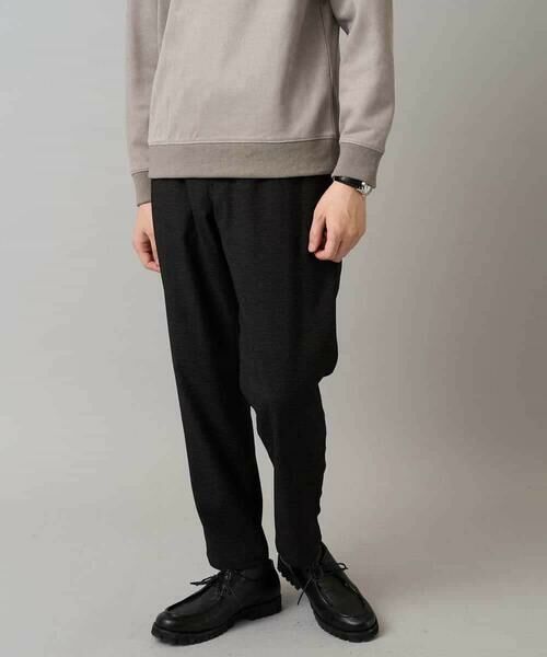 a.v.v / アー・ヴェ・ヴェ チノ・ワークパンツ | 【イージーケア】デニムライクストレッチ裏起毛テーパードパンツ【洗濯機で洗える】〈ON/OFF SERIES〉(ダークグレー)