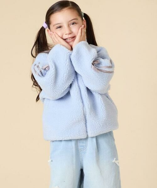 a.v.v / アー・ヴェ・ヴェ その他アウター | 【お家で洗える/ラインリボンがカワイイ/今から冬まで長く着られる】[120-160]ラインスリーブボアブルゾン | 詳細1