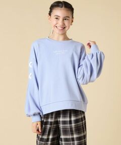 [120-160]【人気NO.1トップス！/袖レースアップ/プチロゴ/通学にもオススメ】レースアップスリーブトレーナー