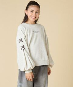 a.v.v / アー・ヴェ・ヴェ カットソー | [120-160]【人気NO.1トップス！/袖レースアップ/プチロゴ/通学にもオススメ】レースアップスリーブトレーナー