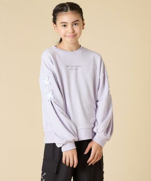 a.v.v / アー・ヴェ・ヴェ カットソー | [120-160]【人気NO.1トップス！/袖レースアップ/プチロゴ/通学にもオススメ】レースアップスリーブトレーナー | 詳細16