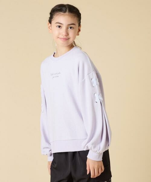 a.v.v / アー・ヴェ・ヴェ カットソー | [120-160]【人気NO.1トップス！/袖レースアップ/プチロゴ/通学にもオススメ】レースアップスリーブトレーナー | 詳細17