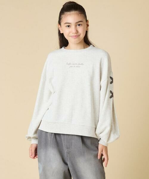 a.v.v / アー・ヴェ・ヴェ カットソー | [120-160]【人気NO.1トップス！/袖レースアップ/プチロゴ/通学にもオススメ】レースアップスリーブトレーナー | 詳細23