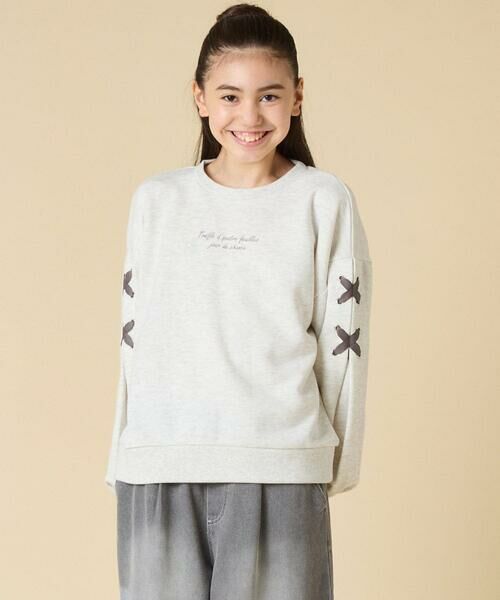 a.v.v / アー・ヴェ・ヴェ カットソー | [120-160]【人気NO.1トップス！/袖レースアップ/プチロゴ/通学にもオススメ】レースアップスリーブトレーナー | 詳細24