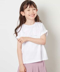 a.v.v / アー・ヴェ・ヴェ カットソー | 【毛玉になりにくい/安心の綿100％/イージーケア】[140-150]オーロラスパンコールロゴTシャツ