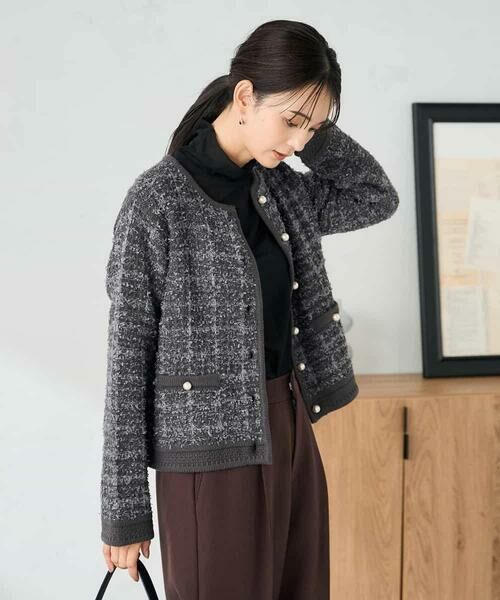 a.v.v / アー・ヴェ・ヴェ カーディガン・ボレロ | パールボタンツイードニットカーディガン | 詳細8