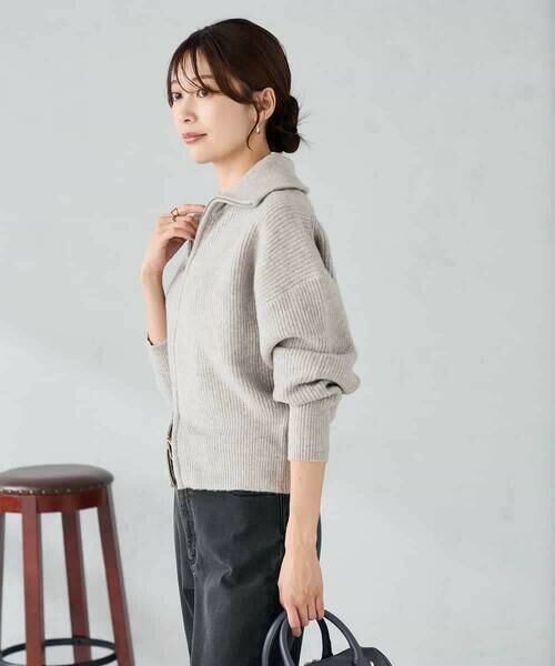 a.v.v / アー・ヴェ・ヴェ カーディガン・ボレロ | WZIP襟付きニットブルゾン | 詳細2