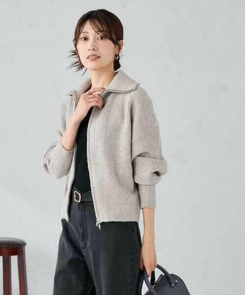 a.v.v / アー・ヴェ・ヴェ カーディガン・ボレロ | WZIP襟付きニットブルゾン | 詳細3