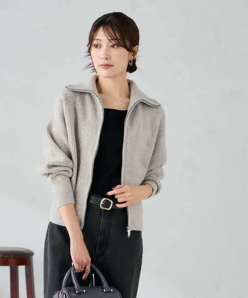 a.v.v / アー・ヴェ・ヴェ カーディガン・ボレロ | WZIP襟付きニットブルゾン | 詳細4