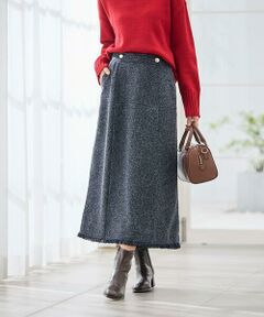 a.v.v / アー・ヴェ・ヴェ ロング・マキシ丈スカート | ツイード調裾フリンジAラインスカート