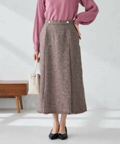 a.v.v / アー・ヴェ・ヴェ ロング・マキシ丈スカート | ツイード調裾フリンジAラインスカート