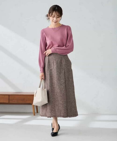a.v.v / アー・ヴェ・ヴェ ロング・マキシ丈スカート | ツイード調裾フリンジAラインスカート | 詳細11